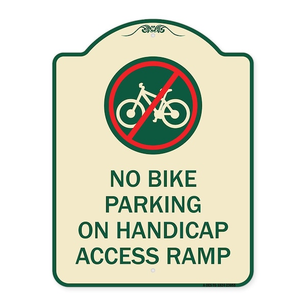 Signmission No Bike Parking on Handicap Access Ramp Heavy-Gauge Aluminum Sign, 24" x 18", TG-1824-23855 A-DES-TG-1824-23855 - main
